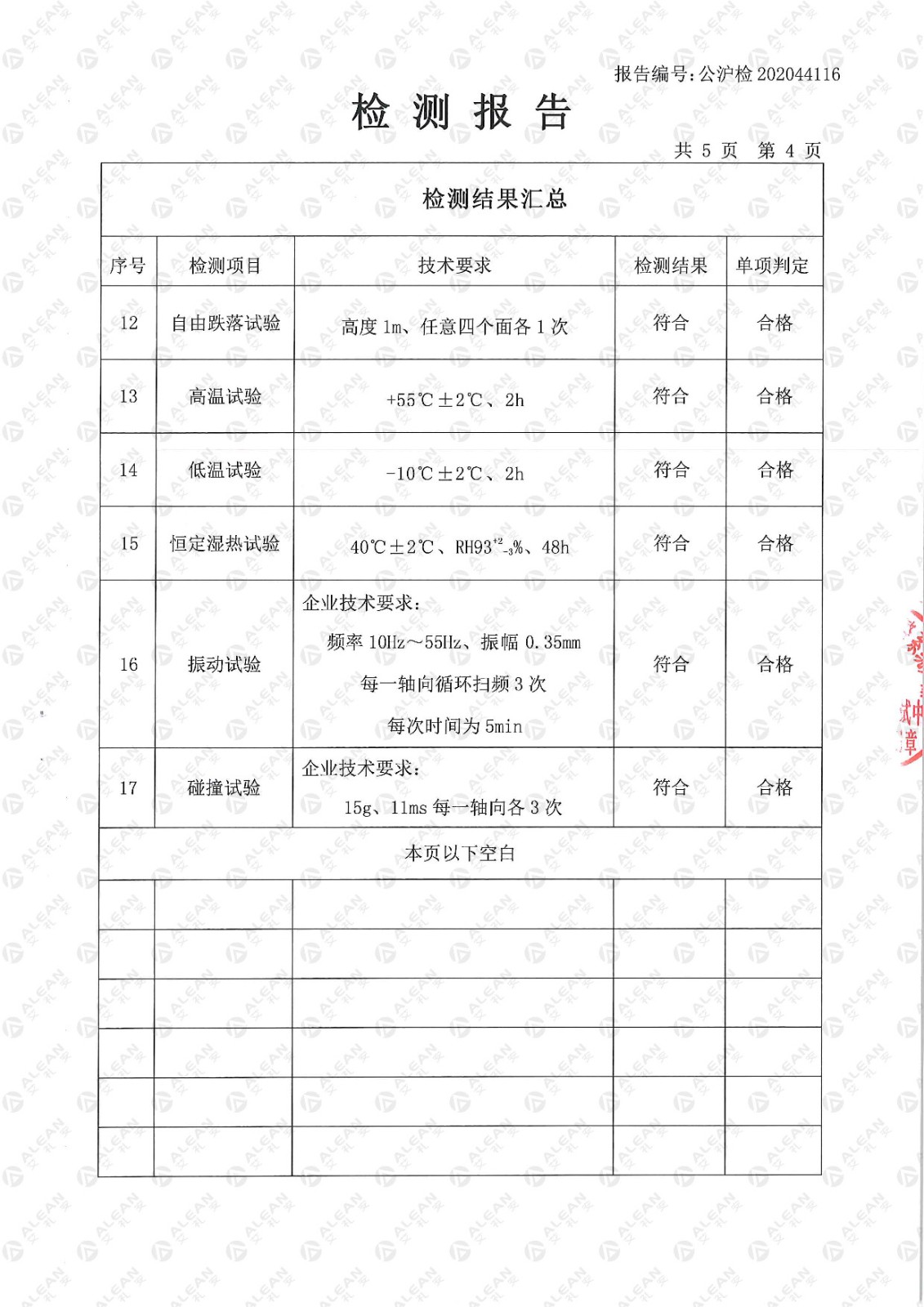 AL-01x系列緊急按鈕檢驗檢測報告